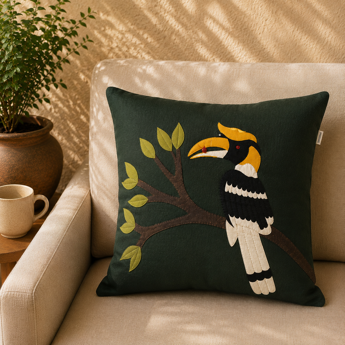 Cushion Cover - Great Indian Hornbill
